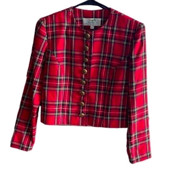 SAN REMO Vintage Gold Buttons Padded Shoulders Blazer Size 8 - Picture 1 of 8